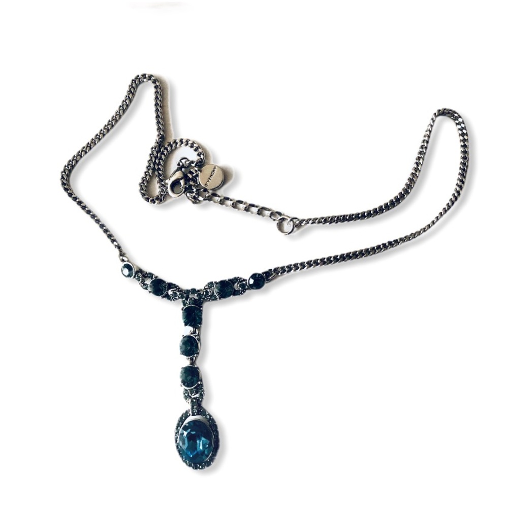 Givenchy Blue Tonal Crystal Y-Necklace